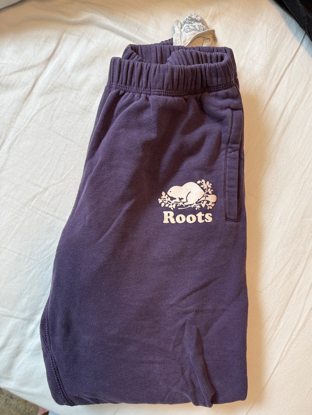 Roots Deep Purple Sweatpants with White Logo